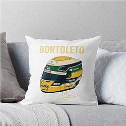 Gabriel Bortoleto Helmet Illustration Formula 1 Brazil Motorsport Art Throw Pillow