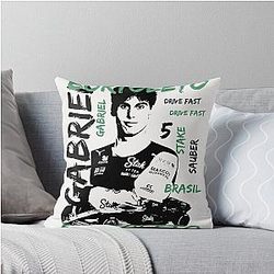 F1 Gabriel Bortoleto Art Brazilian Driver Throw Pillow