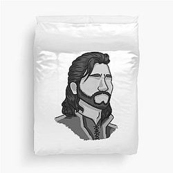 Gale Dekarios - Headshot - Baldur's Gate - Greyscale Duvet Cover