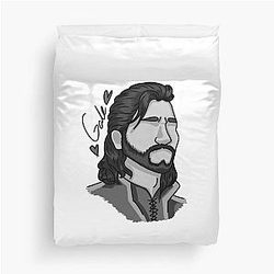 Gale Dekarios Baldurs Gate Headshot Variation black and white Duvet Cover