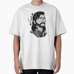 Gale Dekarios - Baldur's Gate Headshot - Black and White Oversized T-Shirt