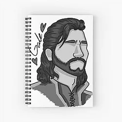 Gale Dekarios - Baldur's Gate - Headshot - Variation 2 - Black and White Spiral Notebook
