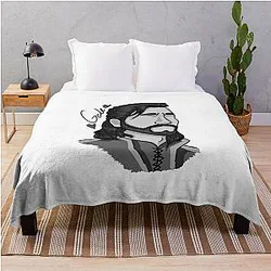 Gale Dekarios - Baldur's Gate Headshot Variation - black and white Throw Blanket