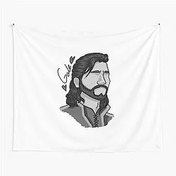 Gale Dekarios - Baldurs Gate Headshot Variation black and white Tapestry
