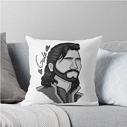 Gale Dekarios - Baldur's Gate - Headshot - Black and White Throw Pillow