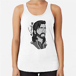 Gale Dekarios - Baldur's Gate - Headshot - Black and White Racerback Tank Top
