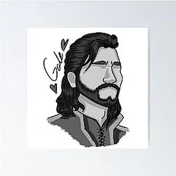 Gale Dekarios - Baldur's Gate - Headshot - Black and White Poster