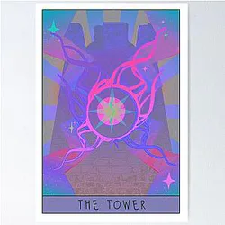 Gale Dekarios of Waterdeep, Baldur's Gate 3 Tarot Card The Tower Sticker Poster
