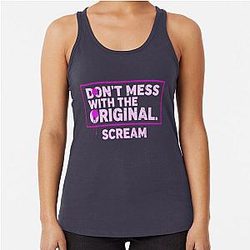Don't Mess with the Original Scream Movie Quote Gale Weathers Distressed Typography Racerback Tank Top