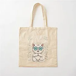 I Love Math and Cats - Cotton Tote Bag