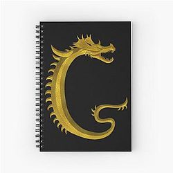 Letter of the Dragonfont Initial Capital Monogram Dragon Spiral Notebook