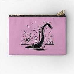 Halloween Party Bigfoot Alien Meet Loch Ness Dragon Spooky Pouch By Merch Limited Edition Perfect Zipper