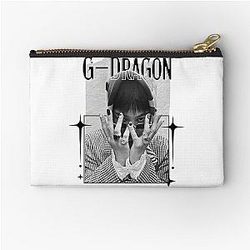 G-Dragon Kpop Soloist from Big Bang Monochrome Black Classic Design Collage Zipper Pouch