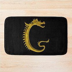 Letter of the Dragonfont Initial Capital Monogram Dragon Bath Mat