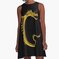 Letter of the Dragonfont Initial Capital Monogram (Dragon) A-Line Dress