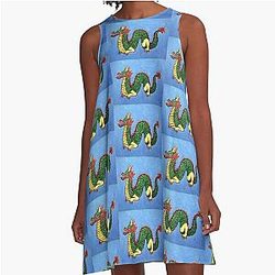 Green Dragon A-Line Dress
