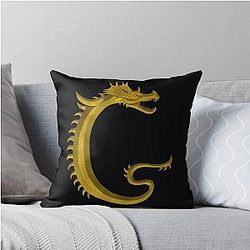 Letter of the Dragonfont Initial Capital Monogram (Dragon) Throw Pillow