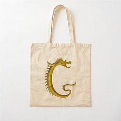 Letter of the Dragonfont Initial Capital Monogram Dragon Cotton Tote Bag