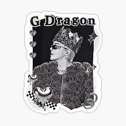 G Dragon Kpop Soloist from Big Bang Black Collage Design Sticker