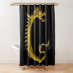 Letter of the Dragonfont Initial Capital Monogram Dragon Shower Curtain
