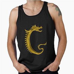 Letter of the Dragonfont Initial Capital Monogram Dragon Tank Top
