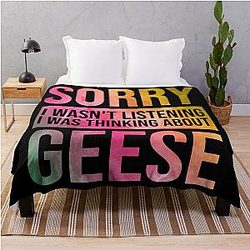 Goose Thinking About Geese in Watercolor Throw Blanket