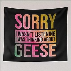 Goose Thinking About Geese in Watercolor Tapestry