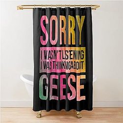 Goose Thinking About Geese in Watercolor Shower Curtain