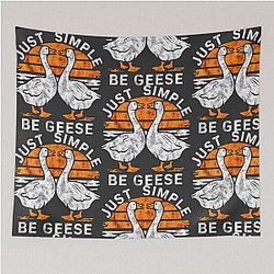 Just Simple Be: Embrace the White and Orange Goose Life Tapestry