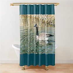 Geese on the pond shower curtain