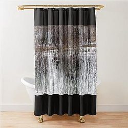 Canada geese in the pond nesting shower curtain