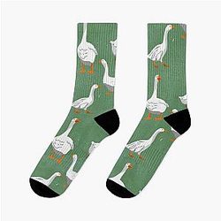 Gaggle of geese on green Socks