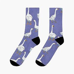 Geese pattern on a periwinkle background pair of Socks