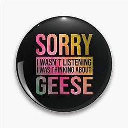 Goose Thinking About Geese in Watercolor Pin