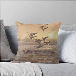 First Pink-footed Geese at Dawn Throw Pillow