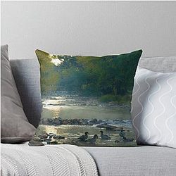 Early Morning at Bright Maned Geese Victoria Throw Pillow