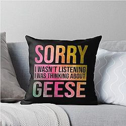 Goose Funny Thinking About Geese in Watercolor Pillow