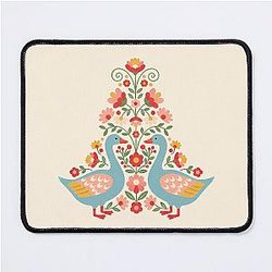 Flower Patterned Blue Geese in Motifs Scandinavian Folk Art by Heidi Morris Mouse Pad