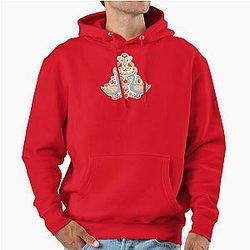 Flower Patterned Blue Geese in Decorative Motifs Scandinavian Folk Art by Heidi Morris Pull Over Hoodie