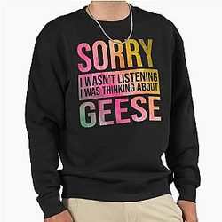 Goose Funny Thinking About Geese in Watercolor Pullover Sweatshirt