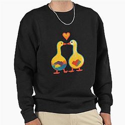 Kissing Geese Adorable Love Bird Graphic Pullover Sweatshirt