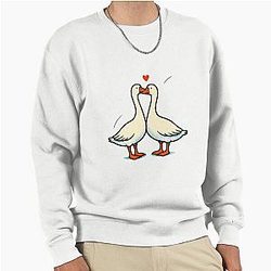 Kissing Geese Adorable Love Graphic Pullover Sweatshirt