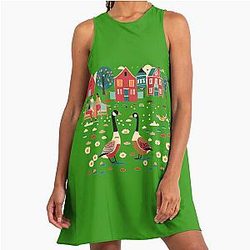 Life is better with geese a line dress