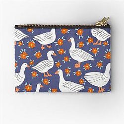 Geese in the meadow Navy zipper pouch