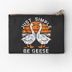 Simply Be Geese: Embrace the White and Orange Goose Life Zipper Pouch