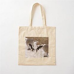 Two Canada Geese Eating Snow Cotton Tote Bag