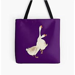 Two White Geese Over Print Tote Bag