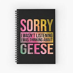 Goose Funny Thinking Geese in Watercolor Spiral Notebook