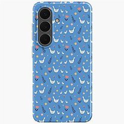 Geese and flowers on blue background for Samsung Galaxy Soft Case