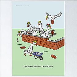 The Sixth Day of Christmas 6 Geese a-Laying Poster